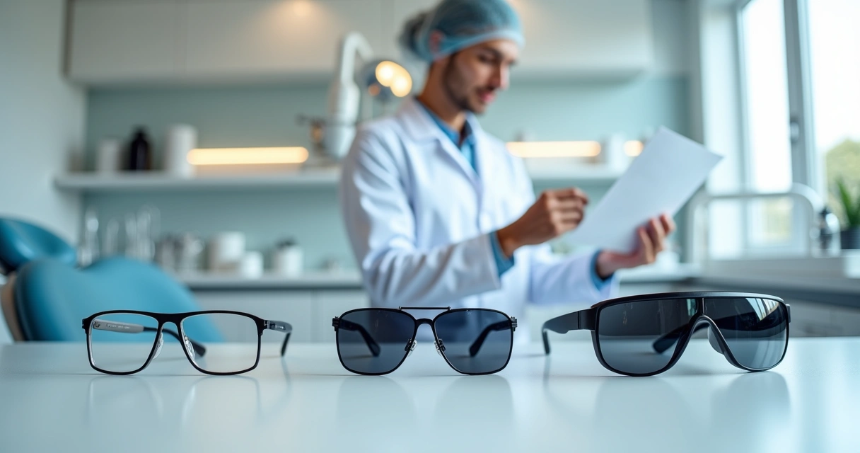 Dentista iniciante avaliando diferentes lupas odontológicas com destaque para modelo Zumax 