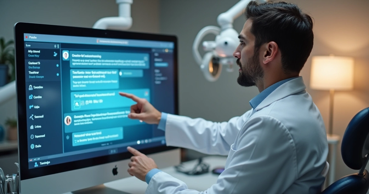 Dentista orientando assistente virtual de IA