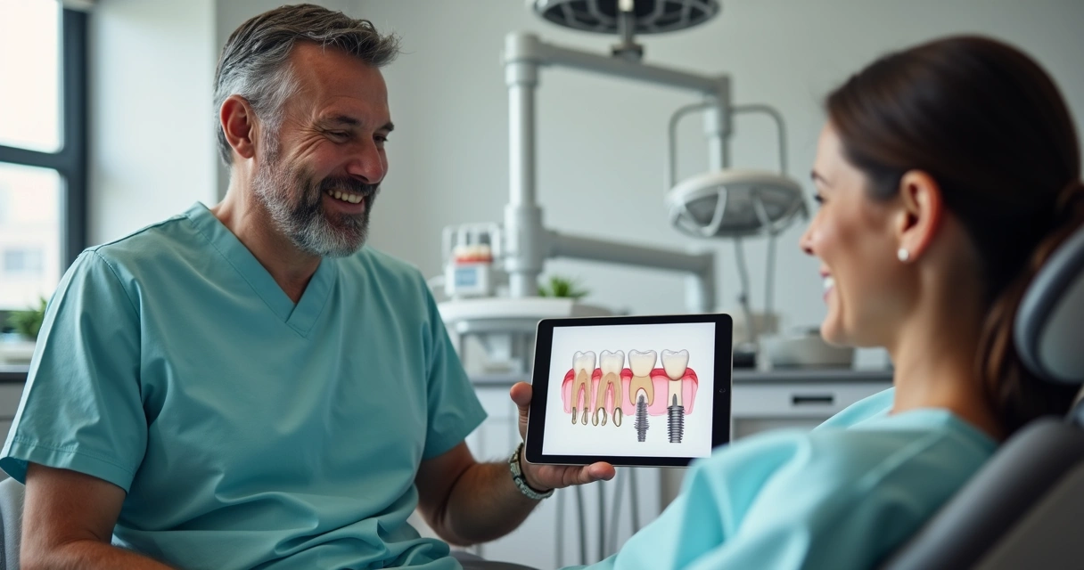 Dentista atendendo paciente para implante protocolo