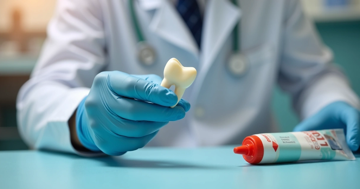 Dentista segurando lente de porcelana e recusando uso de supercola 