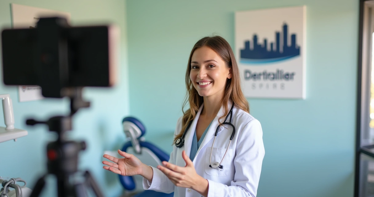 Dentista de Curitiba gravando vídeo para redes sociais