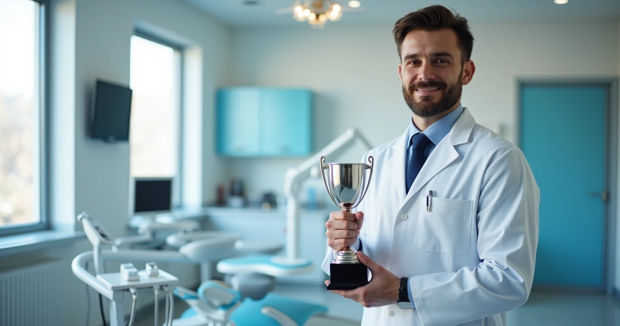Dentista segura troféu com título não reconhecido