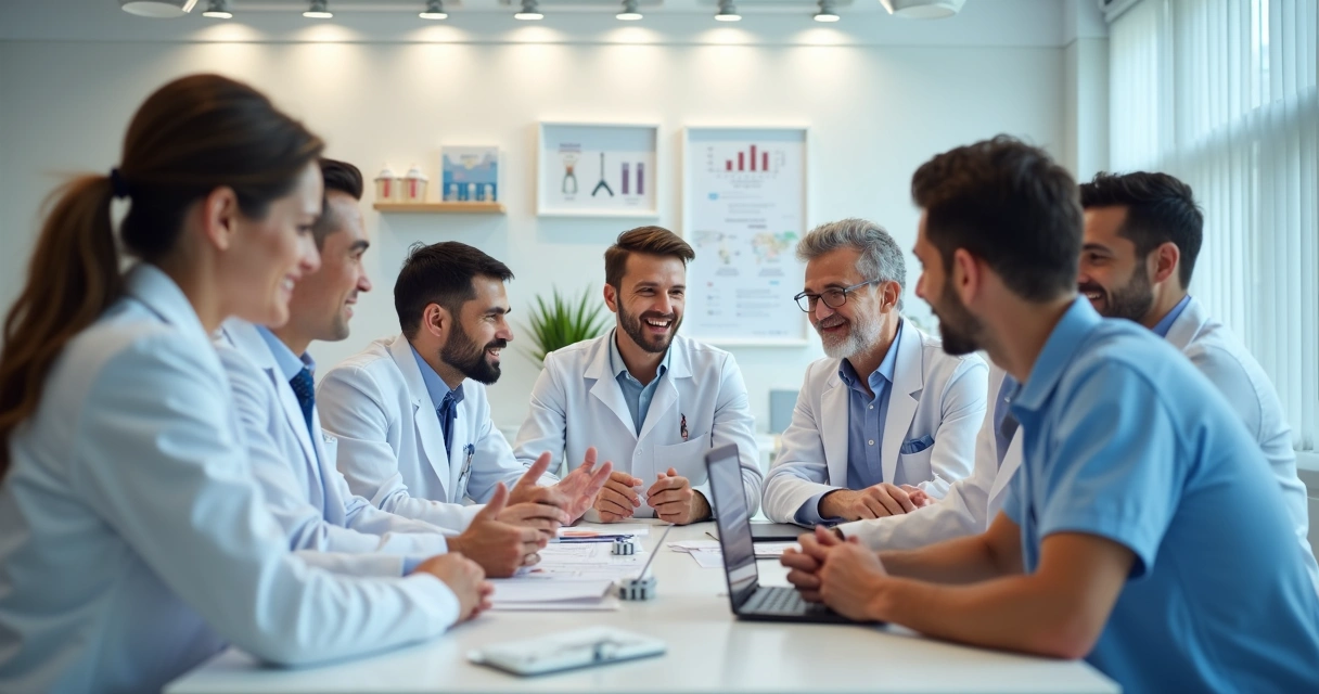 Dentistas fazendo reunião de parceria com fornecedores 