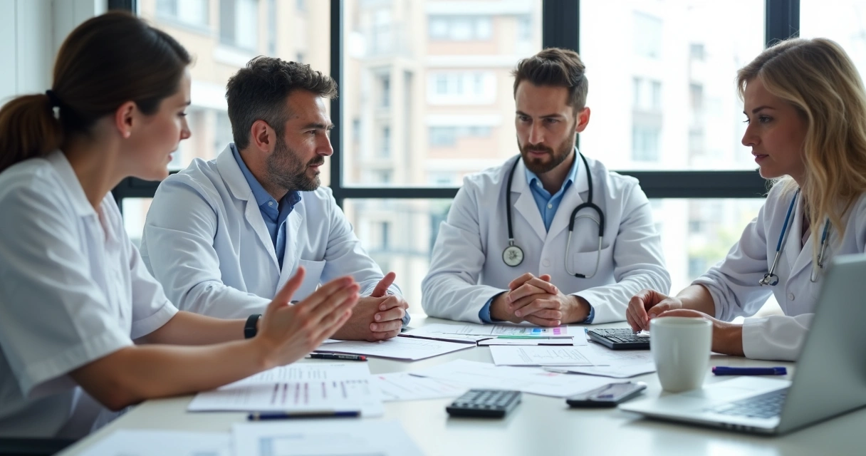 Dentists meeting accountant with tax documents 