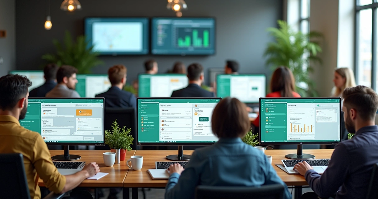 Interface com diferentes departamentos integrados no WhatsApp 