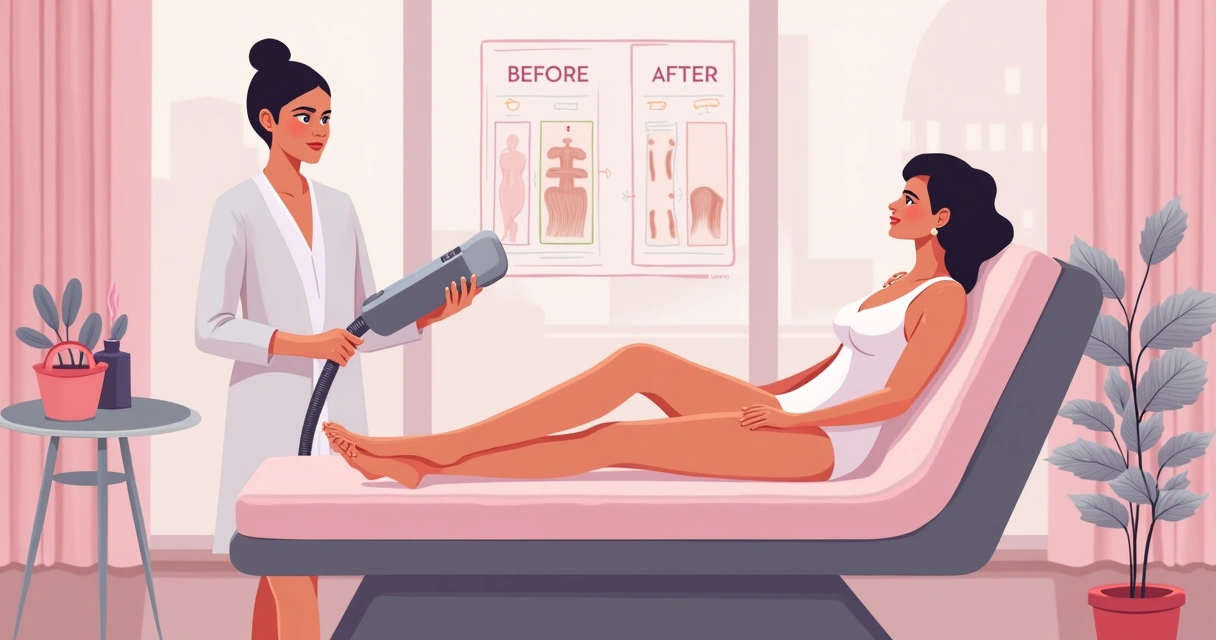 Sessão de depilação a laser em pernas femininas. 