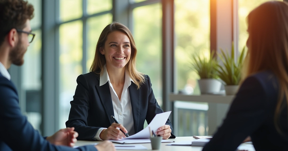 Cliente satisfeito falando em reunião 