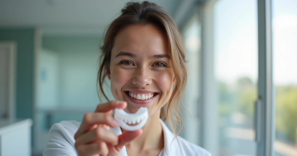 Paciente feliz dando depoimento sorrindo após tratamento Invisalign
