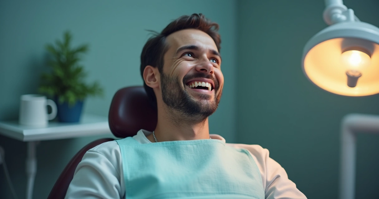 Paciente gravando depoimento em vídeo para clínica odontológica