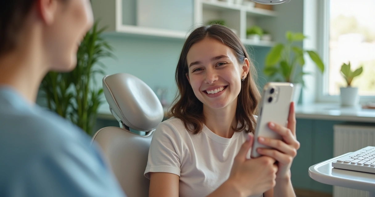 Paciente gravando vídeo curto para Instagram Reels