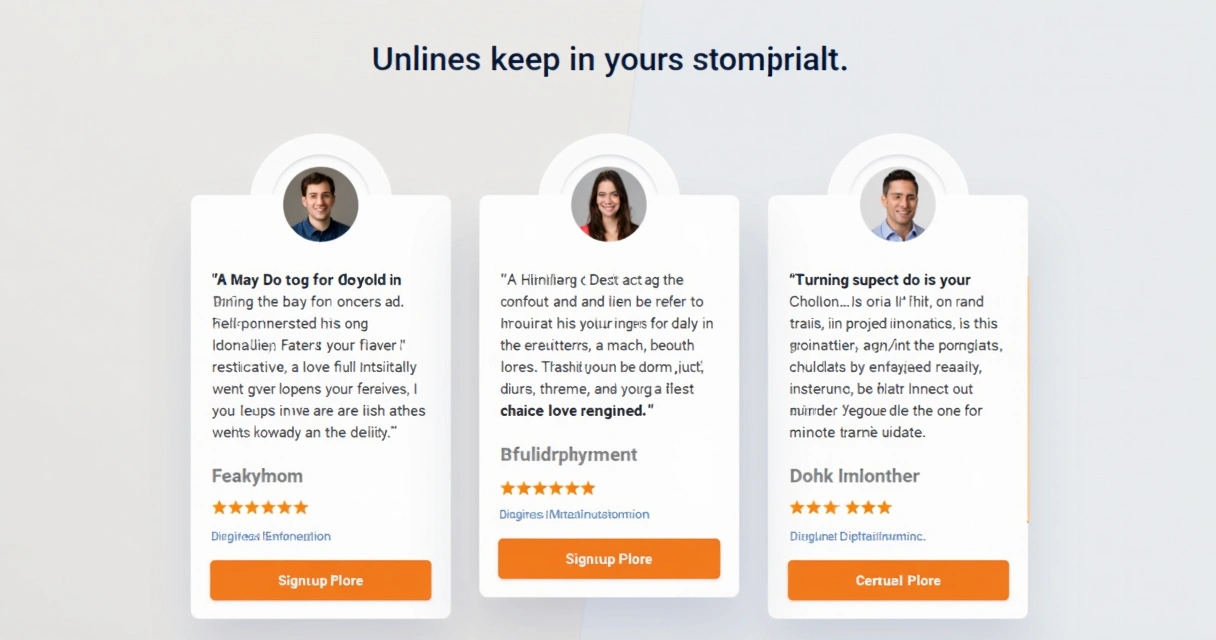 Blocos de depoimentos reais de usuários ao lado de formulário em página digital 