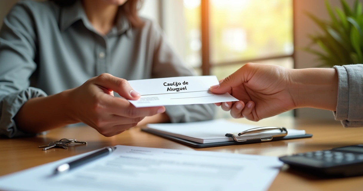 Pessoa entregando envelope para depósito de caução em aluguel em ambiente residencial 