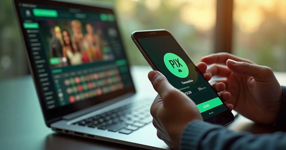 Pessoa usando celular para fazer depósito via Pix 