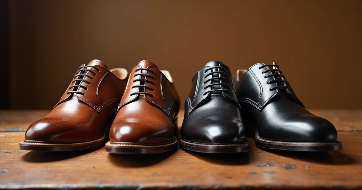 Sapatos Derby antigos e modernos lado a lado 