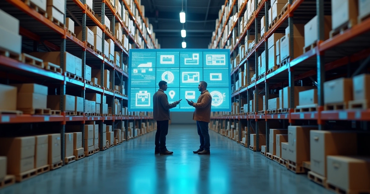 Gestão de estoque e logística omnichannel em armazém moderno 