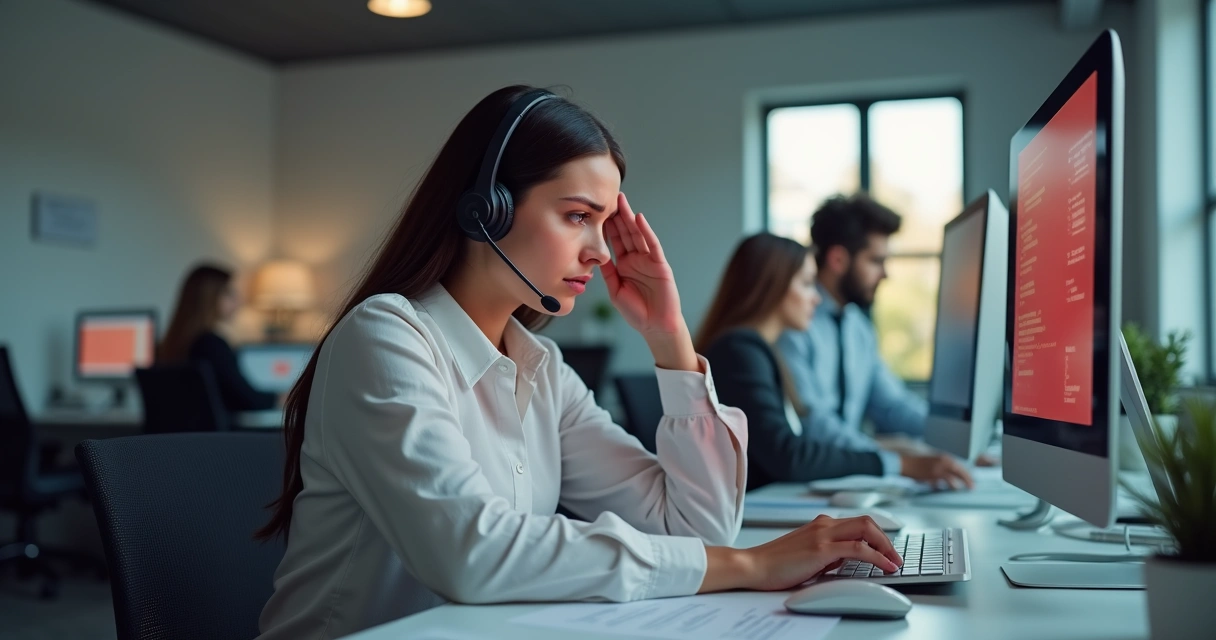 Profissional de vendas lidando com rejeição durante ligação 