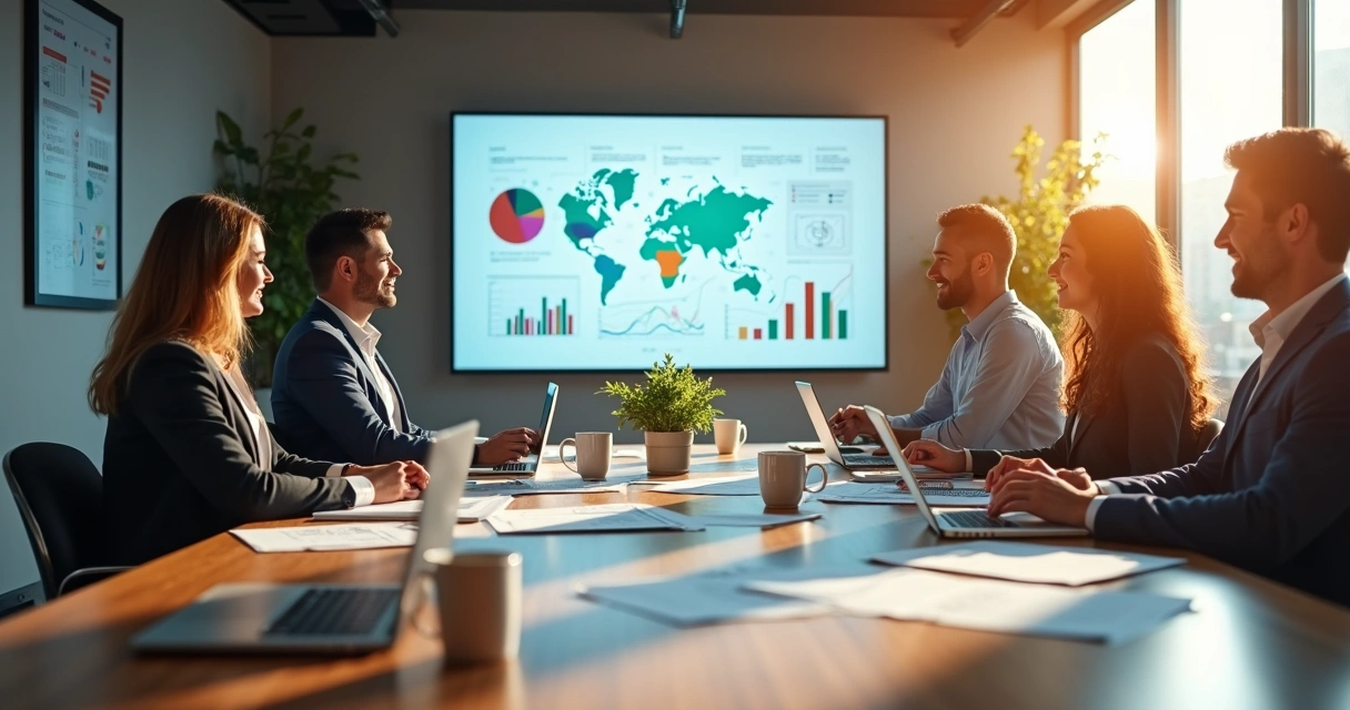 Profissionais reunidos discutindo processos de dados 