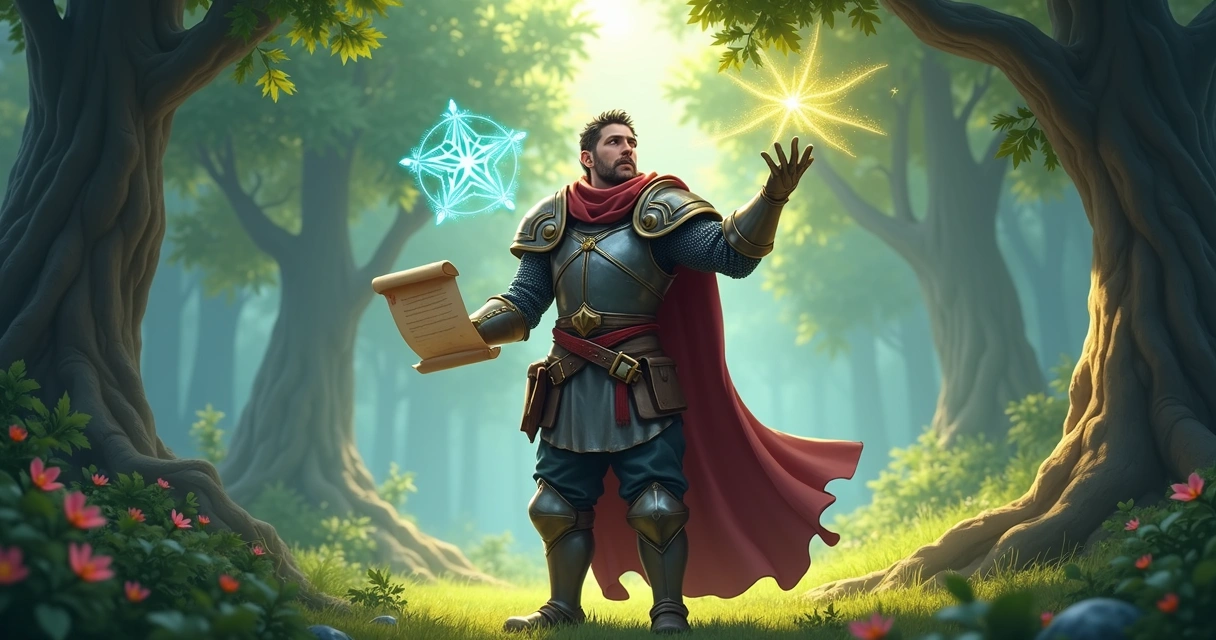 Jogador de Tibia completando desafios para ganhar Hunting Tokens em ambiente de fantasia detalhado 