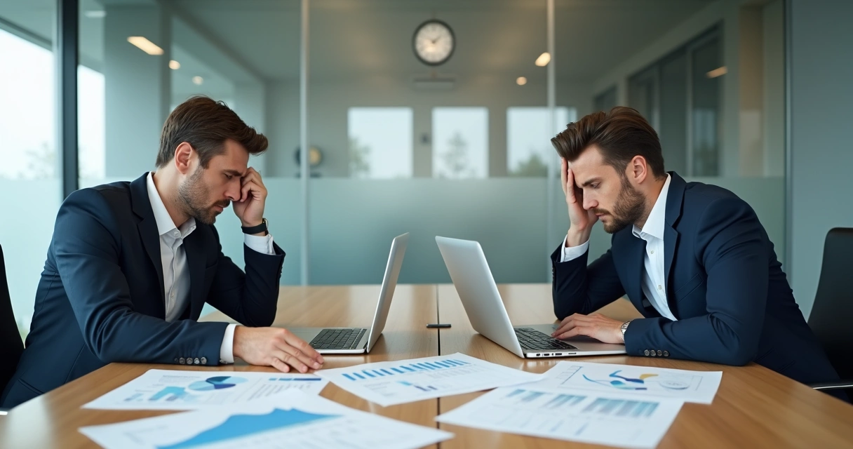 Profissionais de marketing e vendas debatendo em mesa de reunião 