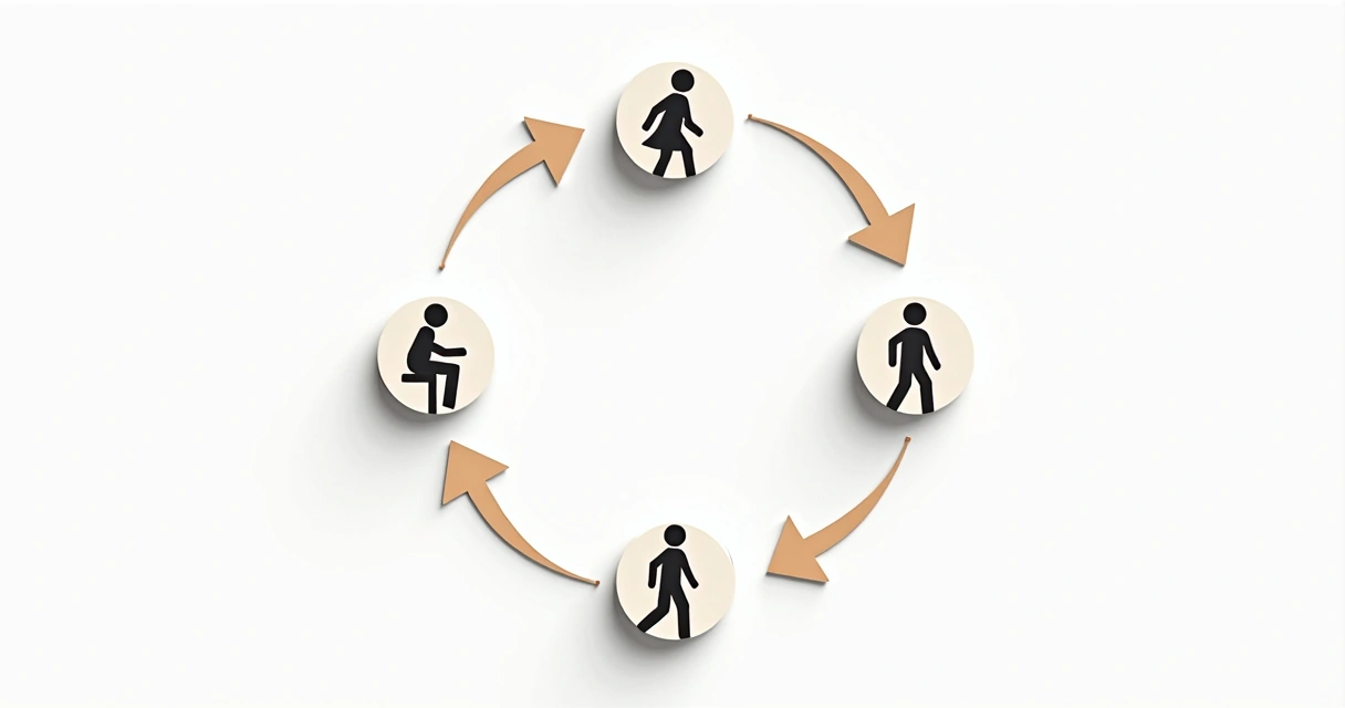 Esquema visual con las diferentes etapas del desarrollo ético humano, conectadas en un círculo 