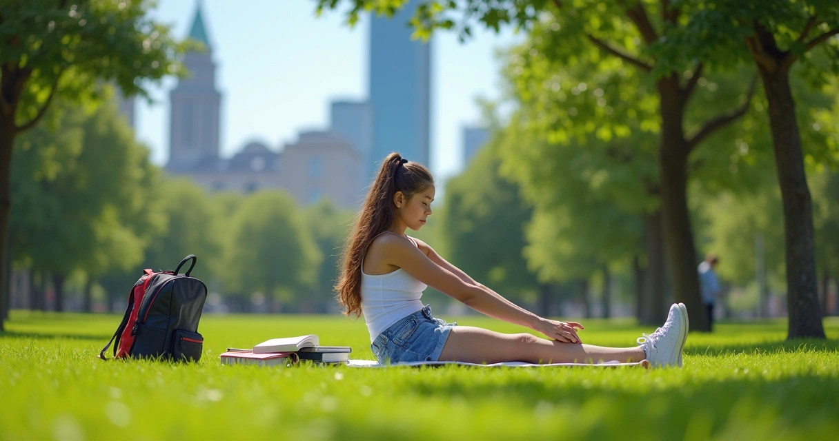 Estudante relaxando após estudos no parque