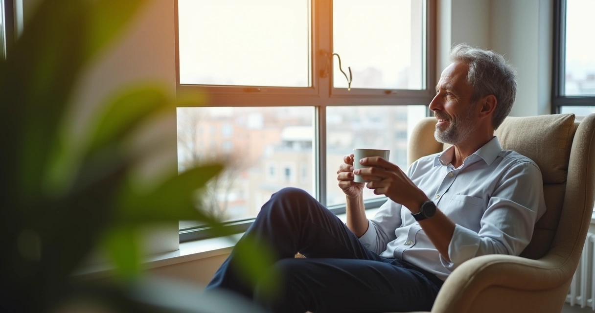 Colaborador aproveitando pausa para descanso no escritório 