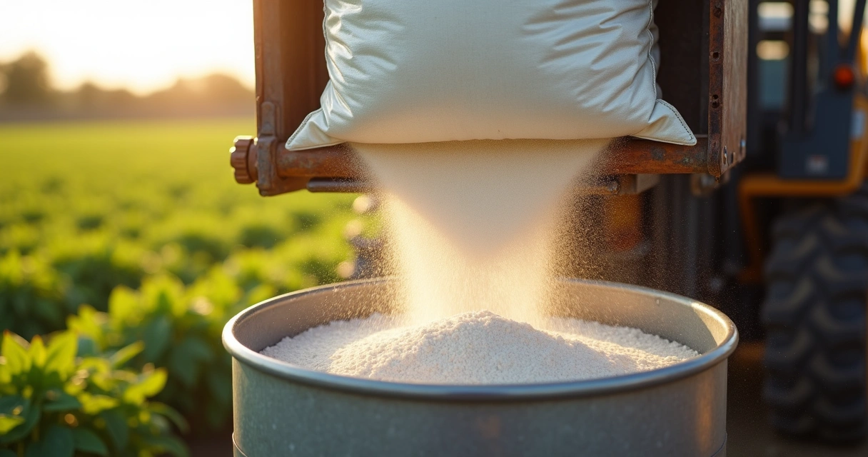 Fertilizando caindo de big bag para equipamento 