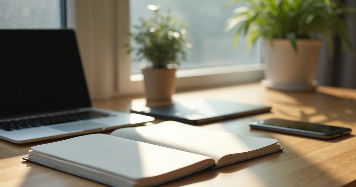 Celular fora do alcance em mesa de trabalho 
