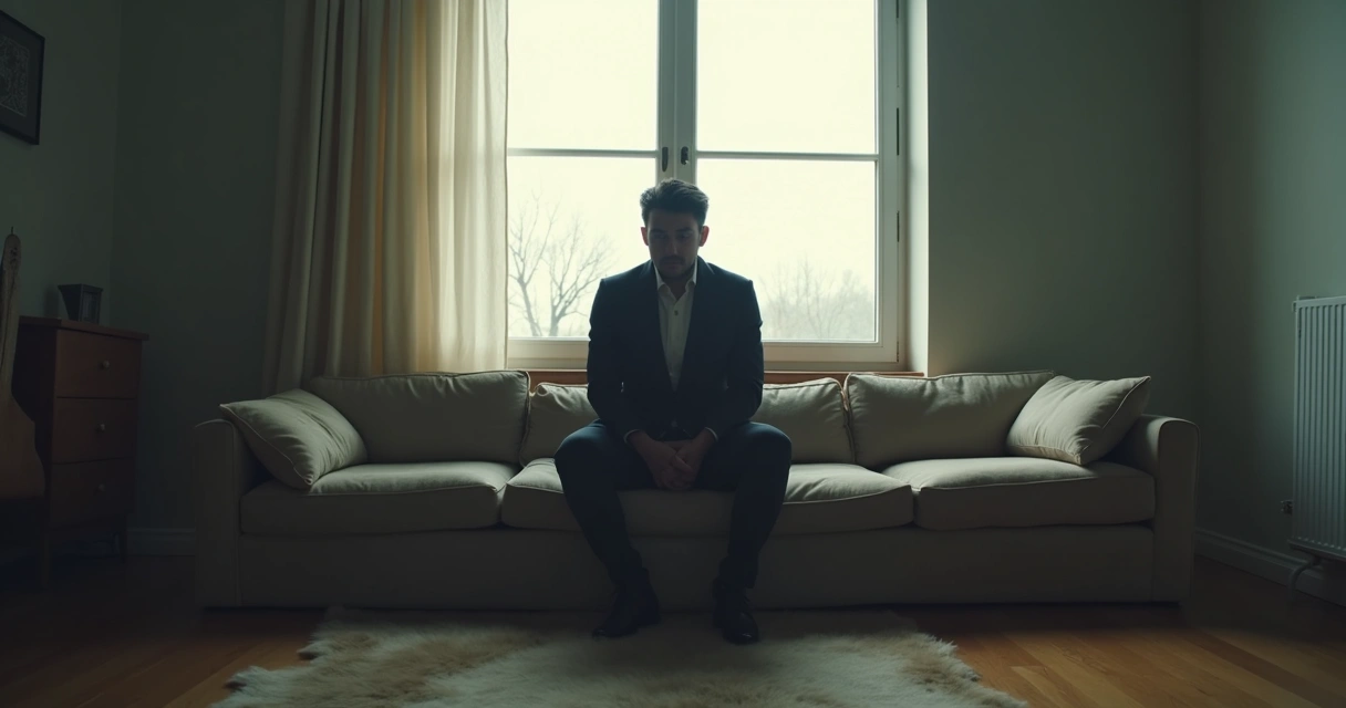 Persona sentada sola mirando por una ventana, ambiente tranquilo y luz suave.