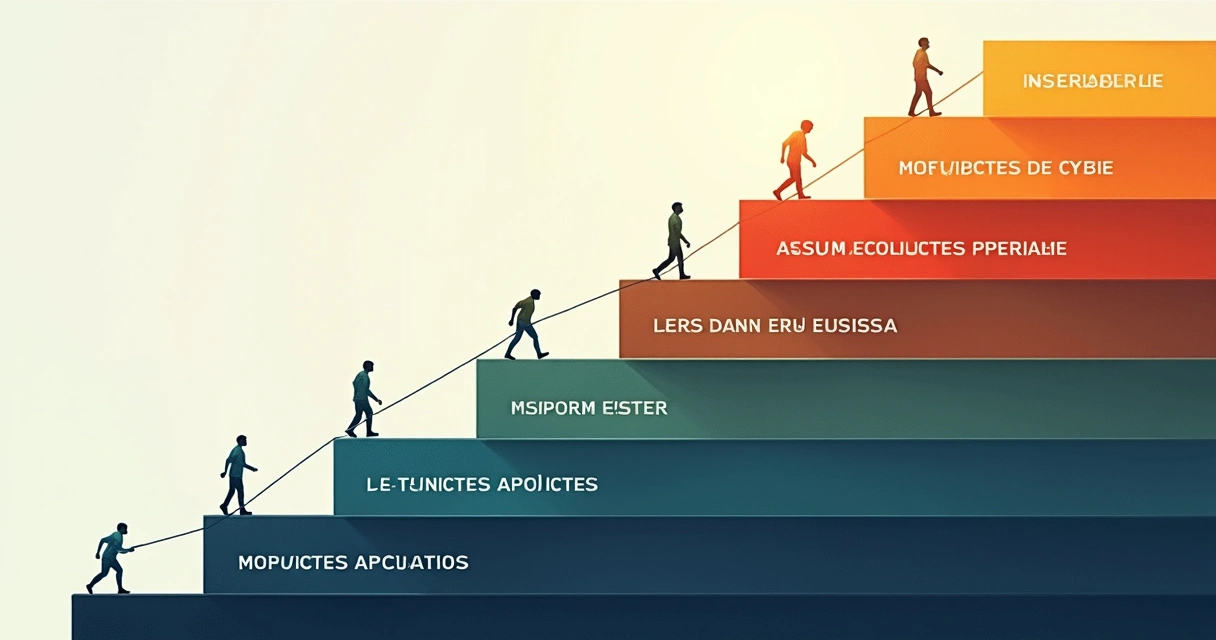 Desenho dos sete níveis evolutivos em camadas coloridas e conectadas 