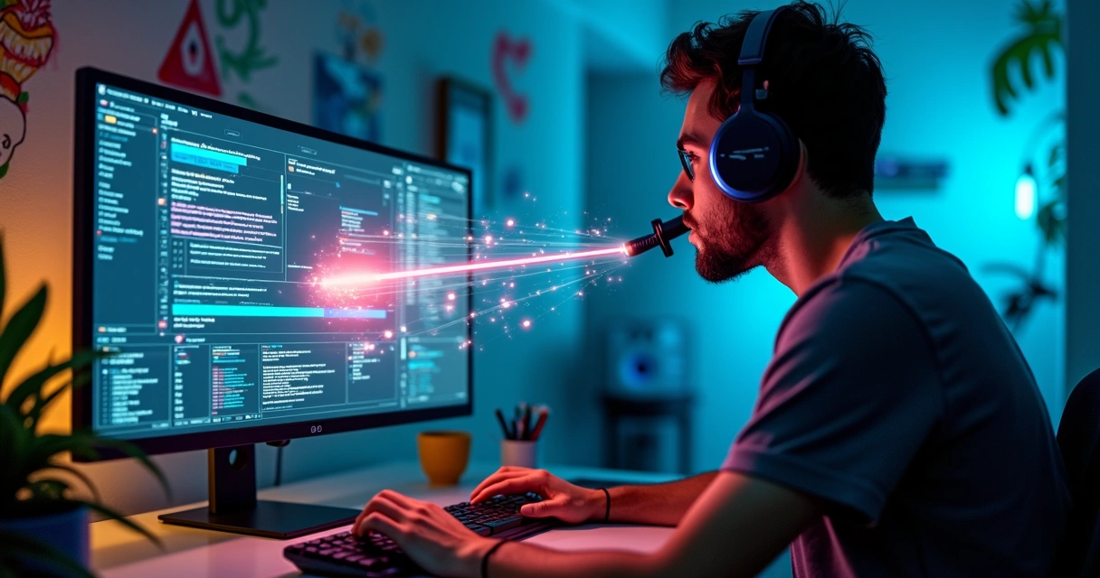 Desenvolvedor analisando interface cheia de alertas para rastrear bug oculto 