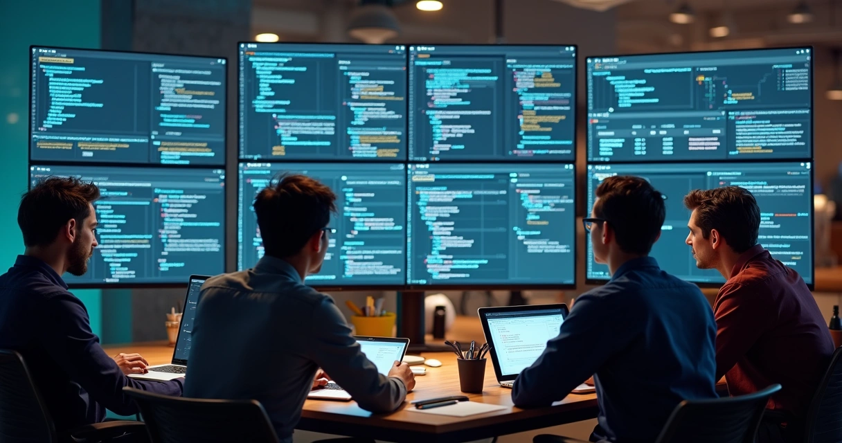 Desenvolvedores montando fluxos automatizados