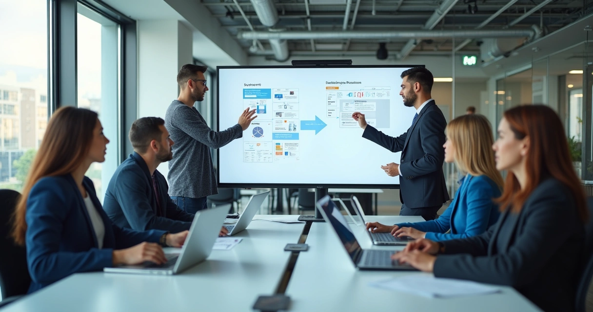 Equipe de desenvolvedores colaborando em escritório 