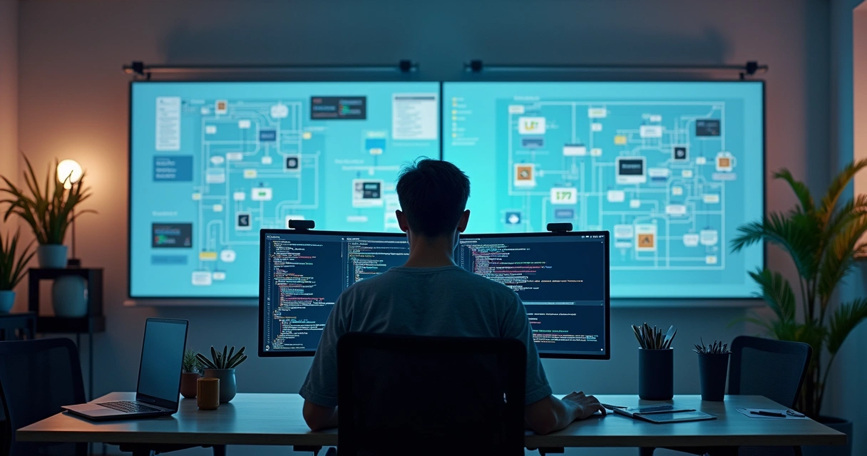 Desenvolvedor programando integração API entre sistemas 