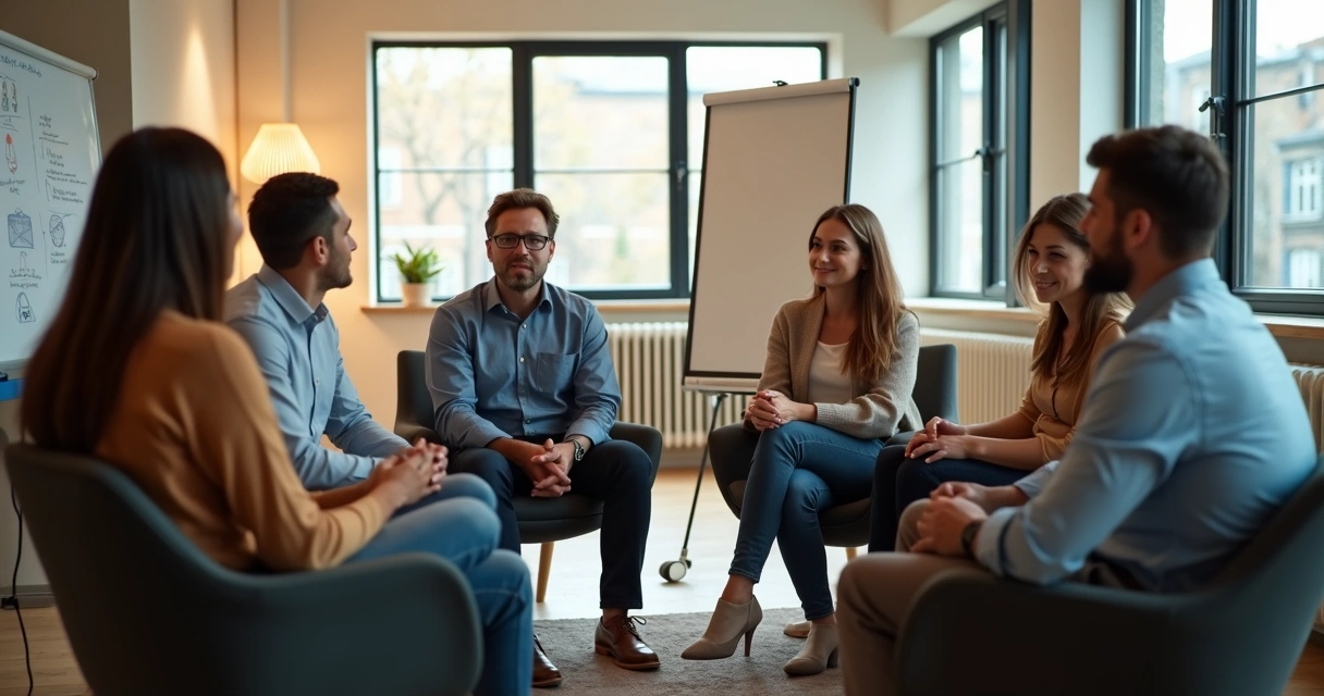 Pessoa em círculo de conversa, trocando ideias em grupo 