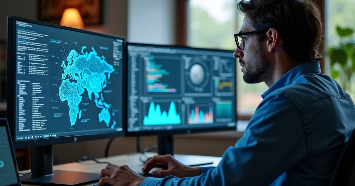 Especialista desenvolvendo modelo de IA em ambiente de trabalho