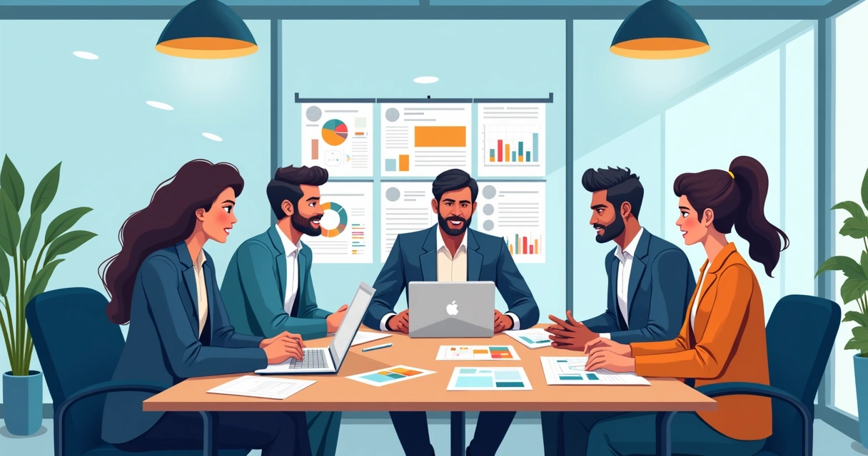 Equipe desenvolvendo layout de site institucional em monitores 