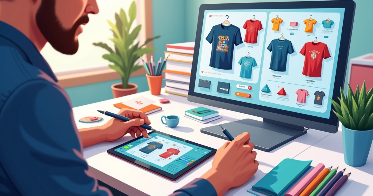 Designer criando arte para camiseta personalizada em Alphaville 