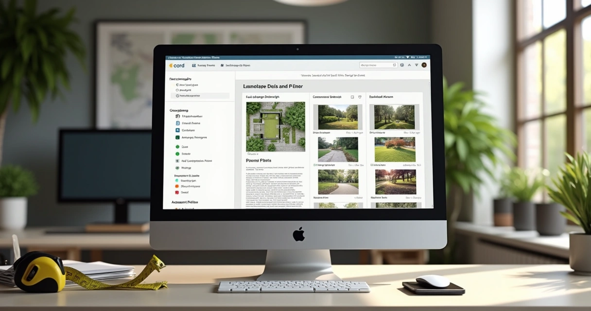 Digital folder with landscape design documents and images
