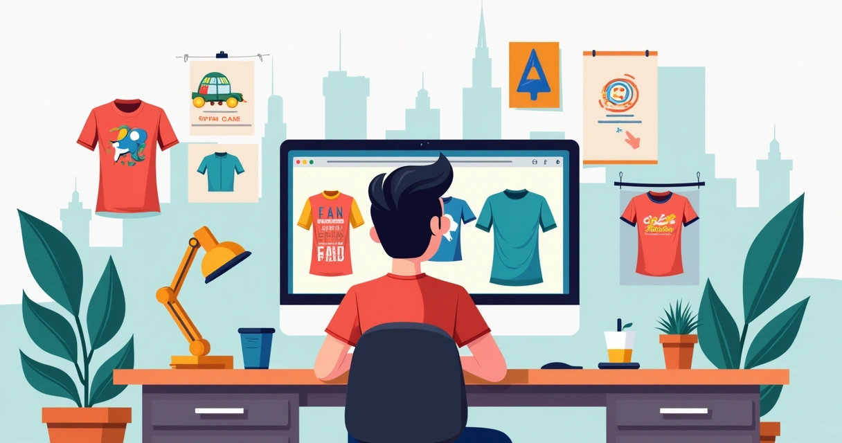 Designer ajustando arte de camiseta personalizada para evento em Araçatuba.