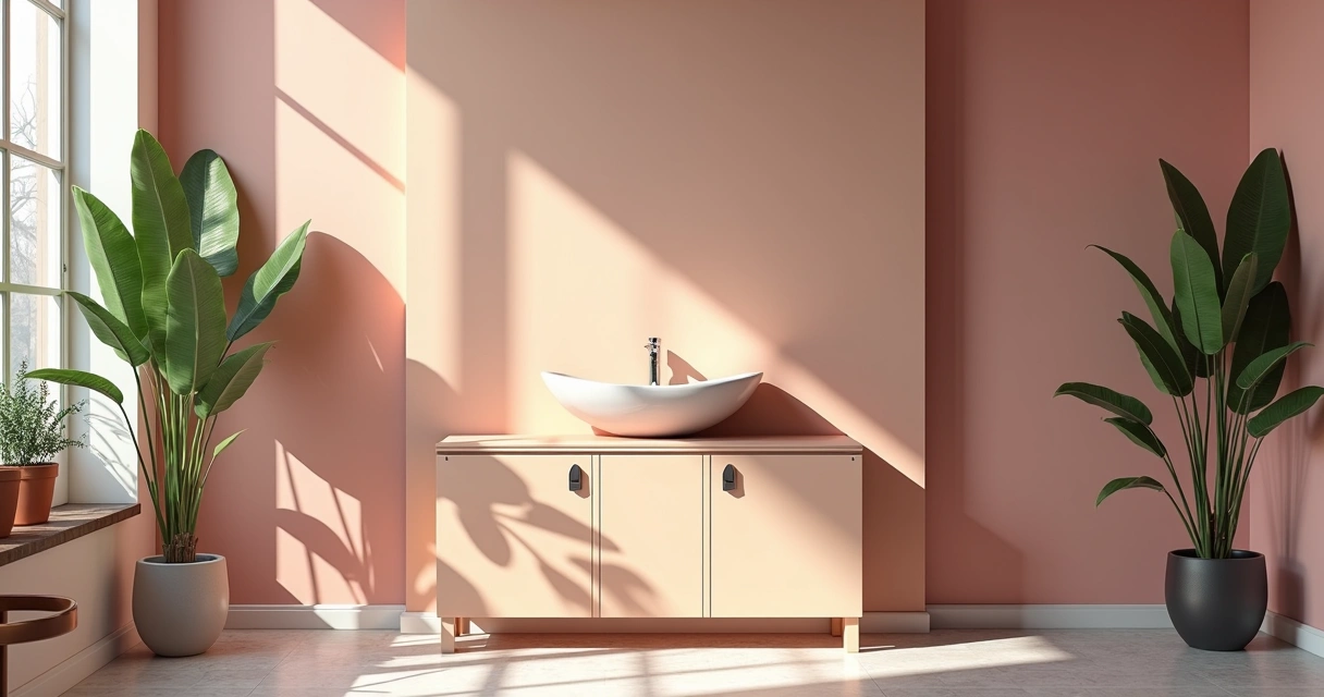 Cuba moderna de design inovador com acabamento colorido em ambiente elegante de salão 