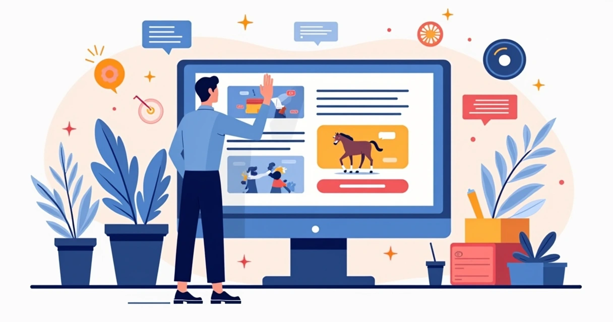 Designer ajustando elementos visuais em uma landing page dinâmica 