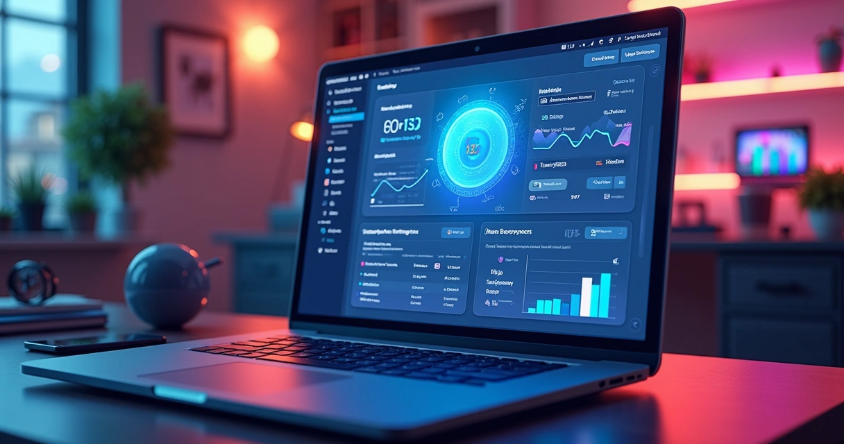 Protótipo colorido de tela de sistema com fluxos fáceis e elementos de design personalizados 