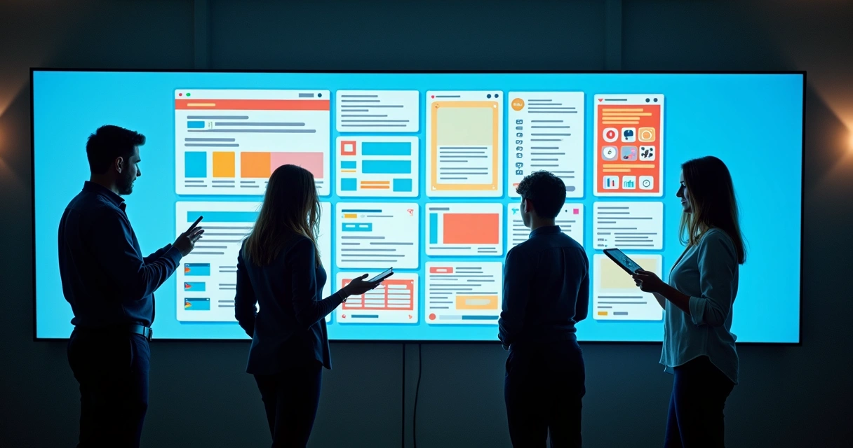 Equipe criando landing page personalizada para campanha digital 