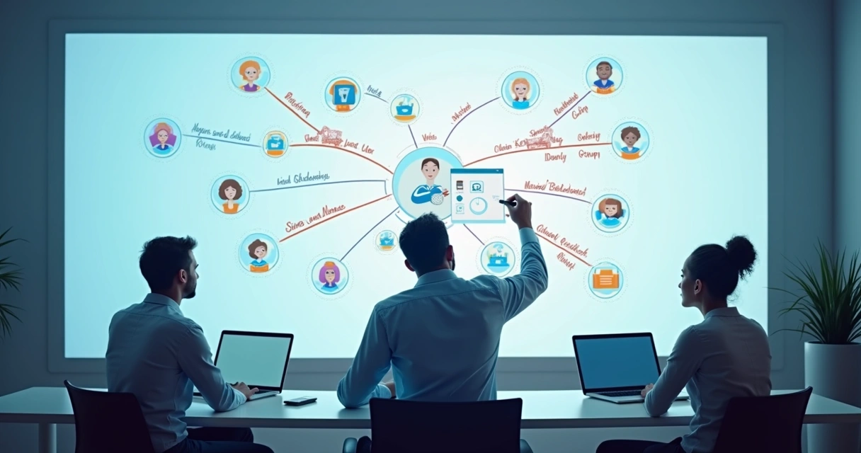 Instrutor digital desenhando mapa do curso EAD