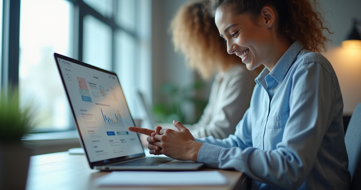 Pessoa usando interface digital intuitiva e clara