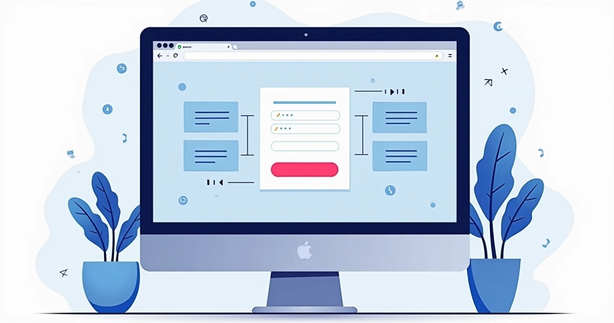 Representação de design de landing page com elementos destacados para conversão 