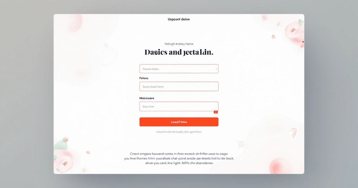 Exemplo de design moderno de uma landing page com formulário ao centro, botão de chamada clara e elementos visuais leves 