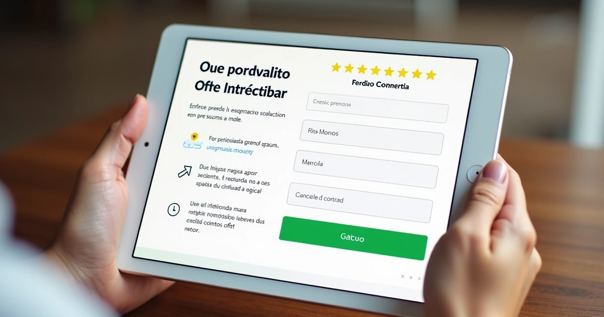 Landing page de oferta digital com design limpo, botão de ação destacado 