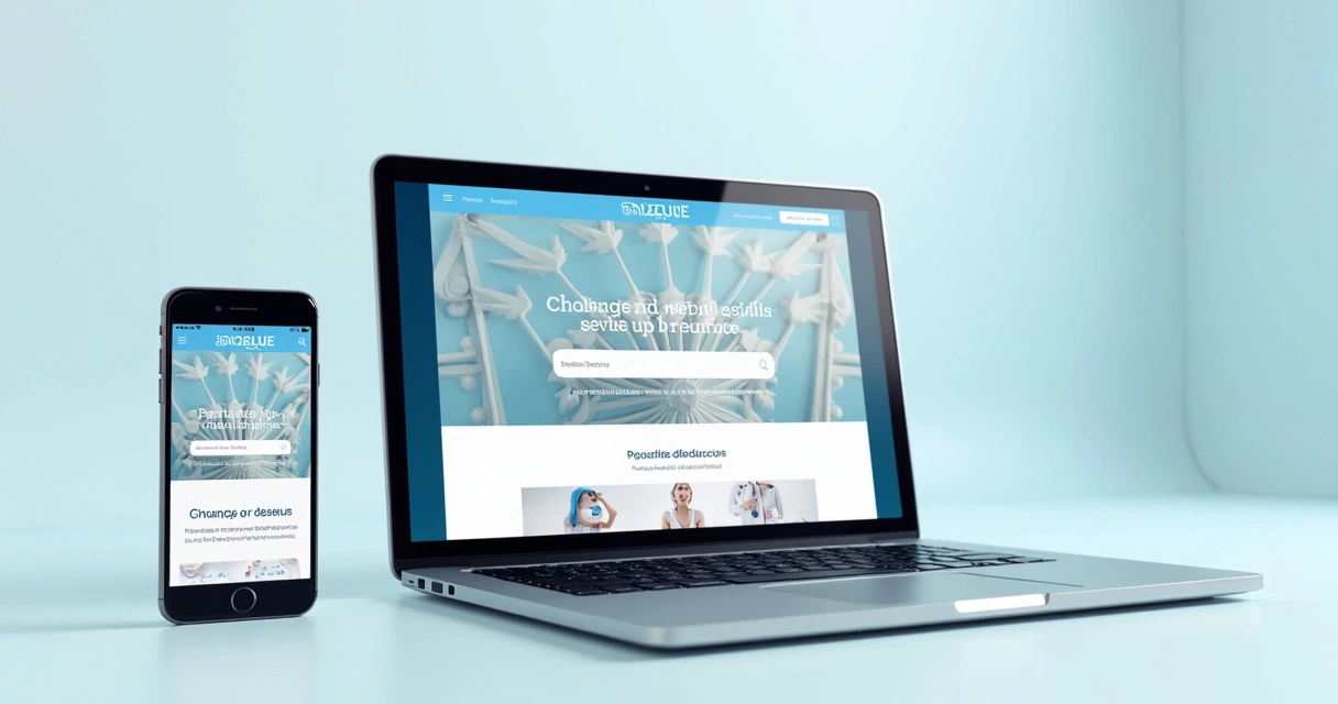Exemplo de site responsivo em tela de celular e notebook lado a lado 